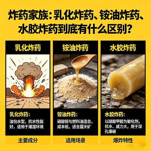 凯里炸药家族：乳化炸药、铵油炸药、水胶炸药到底有什么区别？